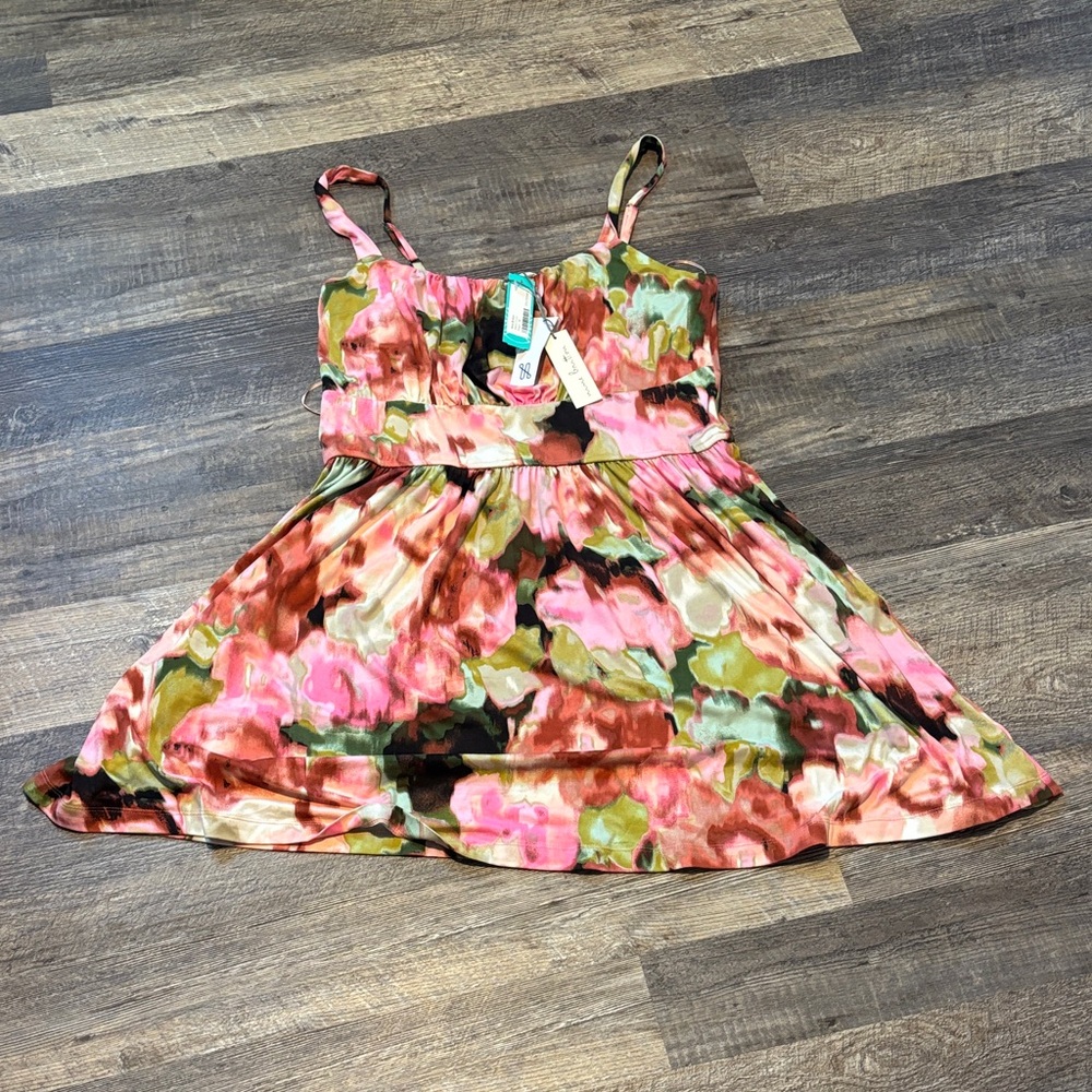 Floral Pink and Green Womens Dress